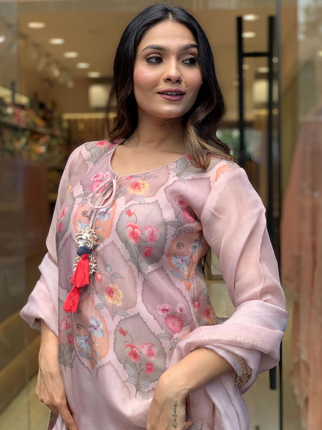 Kalaai Designer Taby Silk Printed Kurti With Bottom Dupatta Suppliers In India
